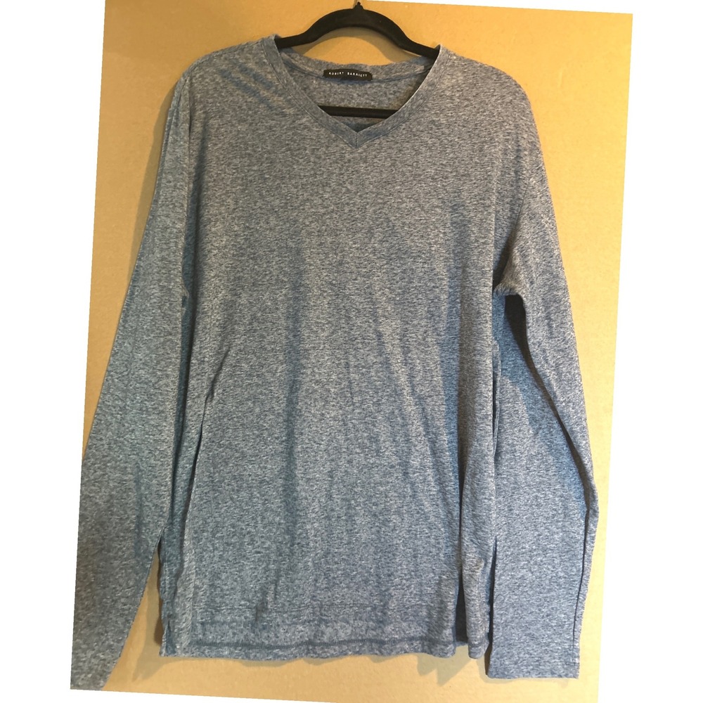Robert Barakett Heathered Blue V-Neck Long Sleeve T-Shirt Men's Size L